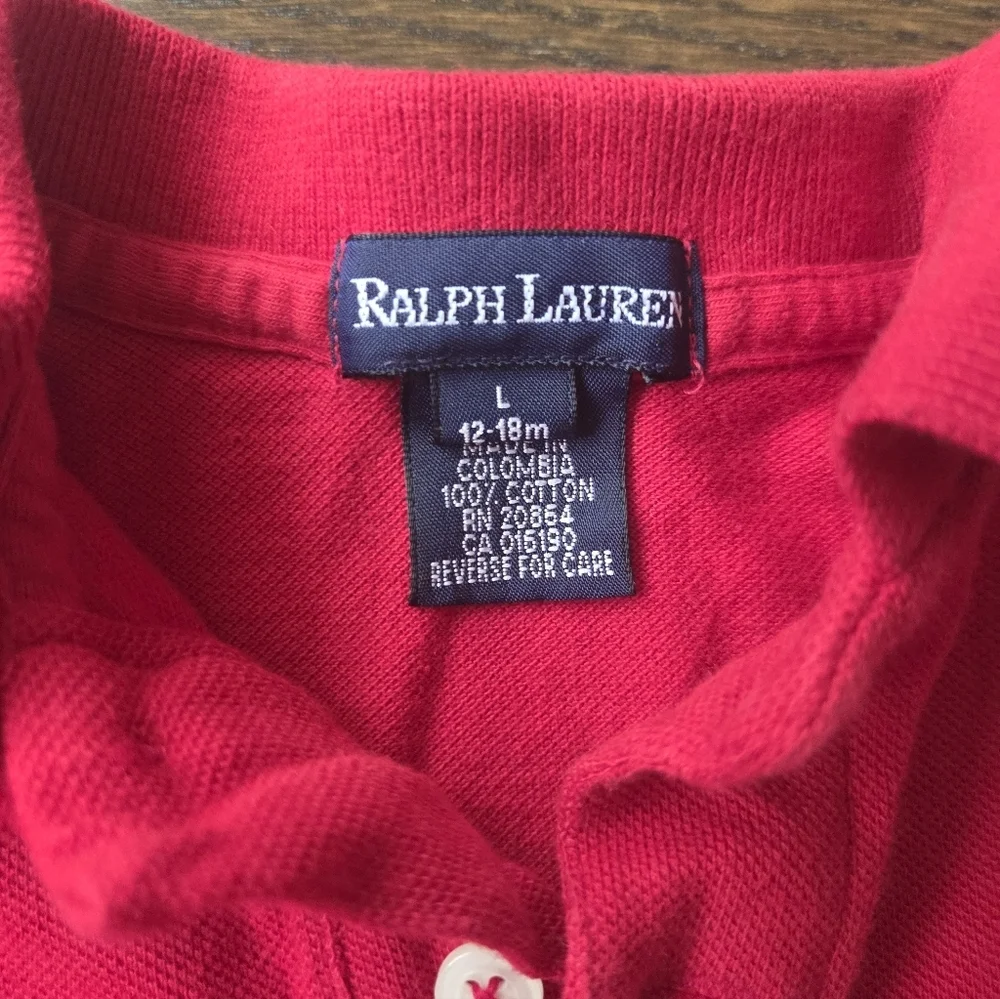 Ralph Lauren in Bright Red Bodysuit Sz. 12-18m.